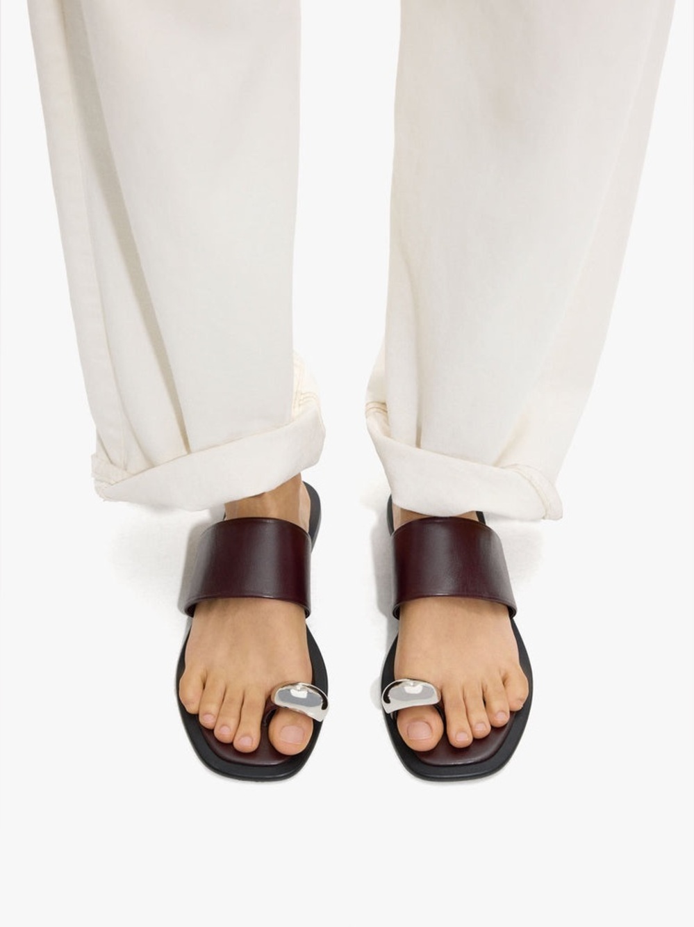 PARFOIS Leather Sandals with Metallic Detail size 39